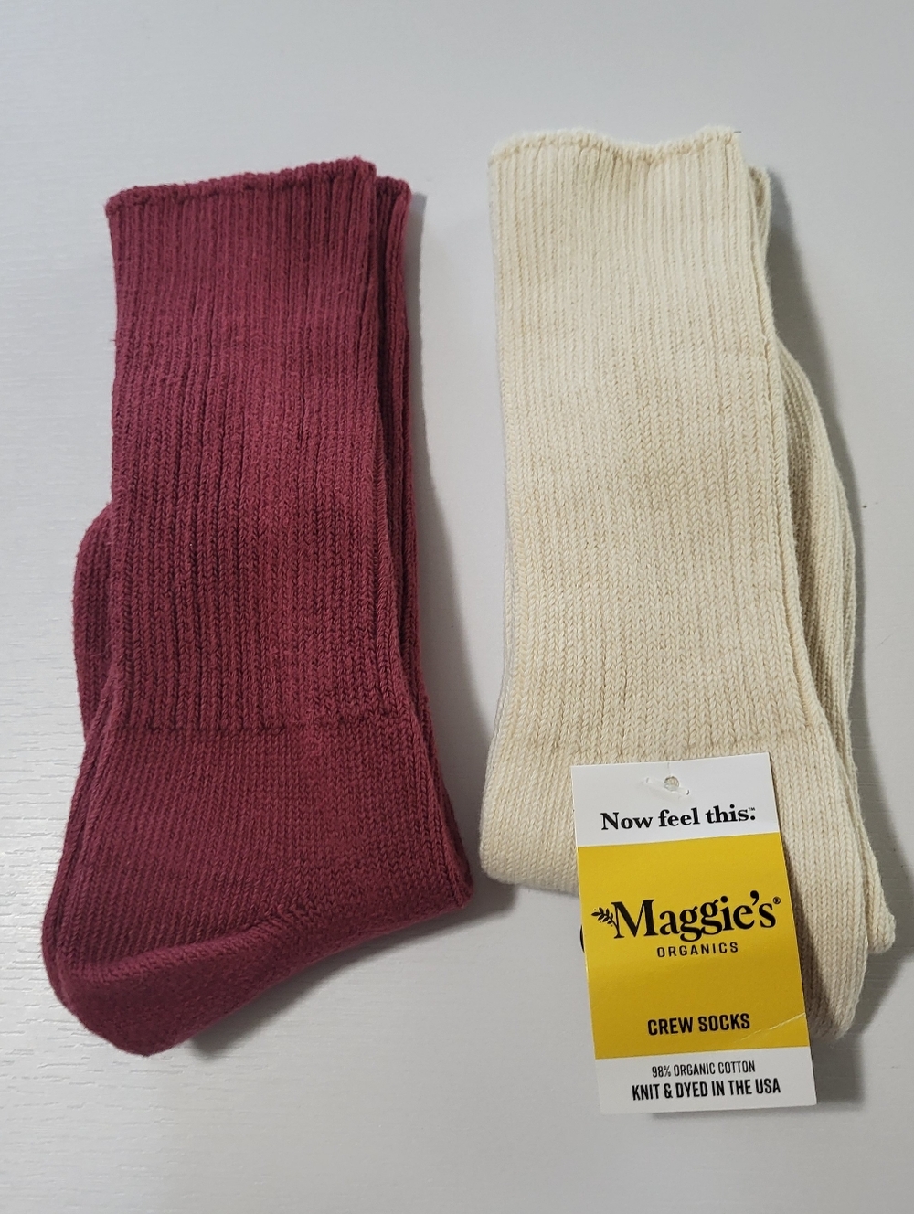 NWT Womens Maggie's Organics Crew Socks (Size M) (2 Pack)
